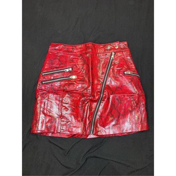 Bershka size S women’s red snake leather skirt mini - Picture 1 of 4